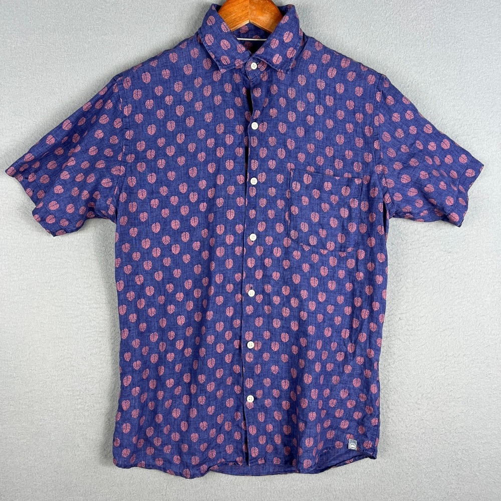 Peter Millar Linen Shirt Mens S Seaside Fronds Button Down Casual Beach Summer